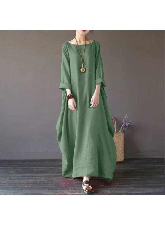 Barbora Linen Comfortable Spring Poncho Women's Dress LN1040HAKI2 - Image 2